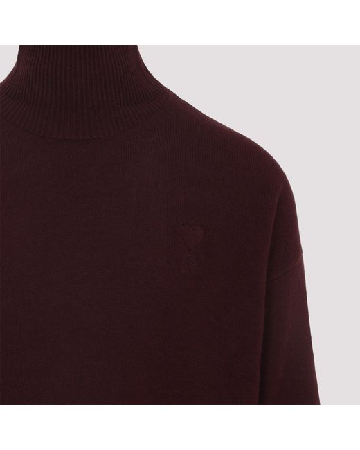 AMI Red Turtleneck Knitted Sweater for men