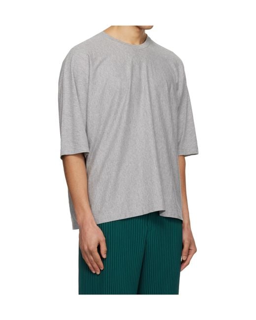 Homme Plissé Issey Miyake Gray Issey Miyake Oversized Short Sleeve T-Shirt for men