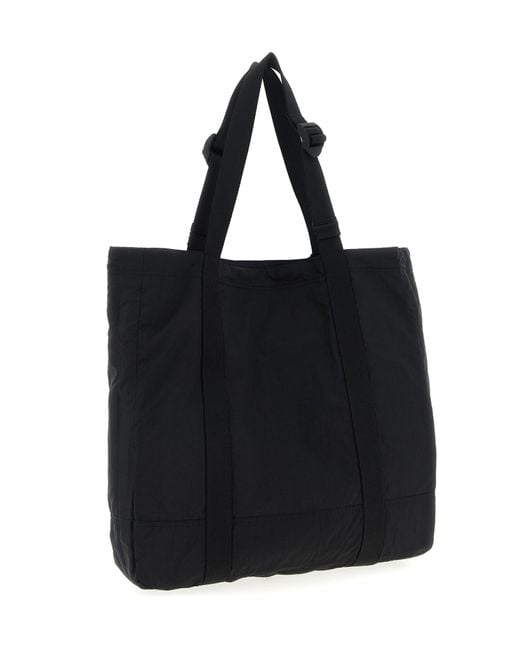 Stone Island Black Logo Patch Shopping Bag for men