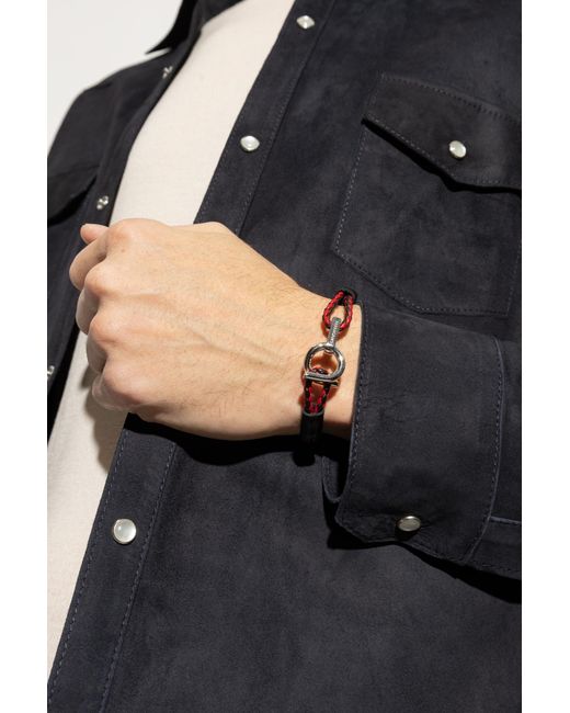 Ferragamo White Ferragamo Logo Plaque Bracelet for men
