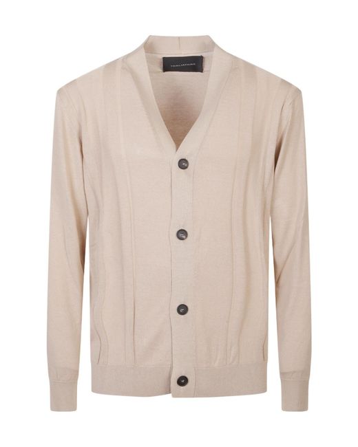 Tagliatore Natural Long-Sleeved V-Neck Cardigan for men