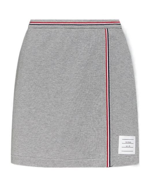Thom Browne Gray Waffle Mini Wrap Skirt