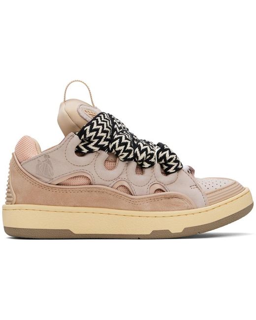 Lanvin Pink Curb Panelled Lace-Up Sneakers