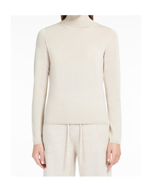 Max Mara White Veloce Turtleneck Long-Sleeved Jumper