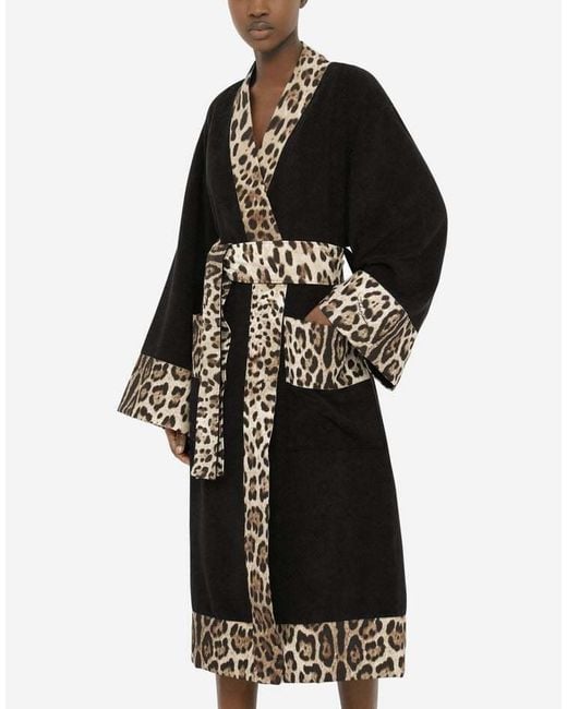 Dolce & Gabbana Black Terry Bathrobe for men