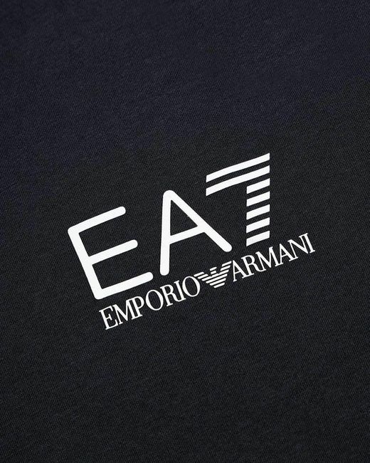 EA7 Blue Round-Necked Logo T-Shirt for men
