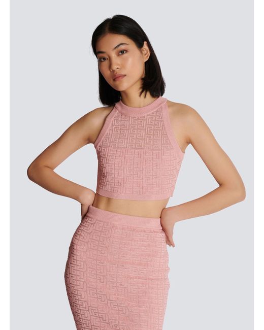 Balmain Pink Alphabet Knitted Top