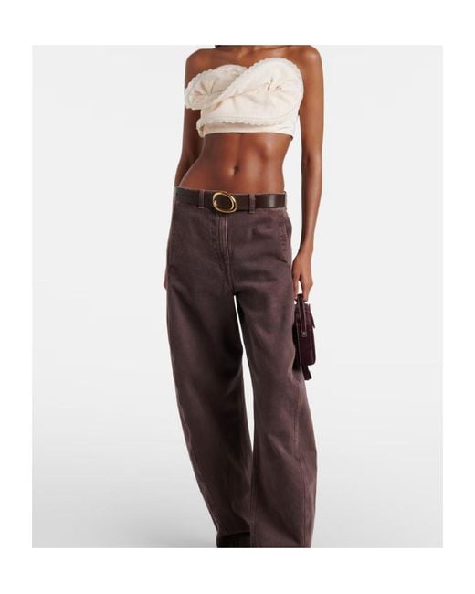 Magda Butrym Natural Ruffled Cotton And Silk Bandeau Top