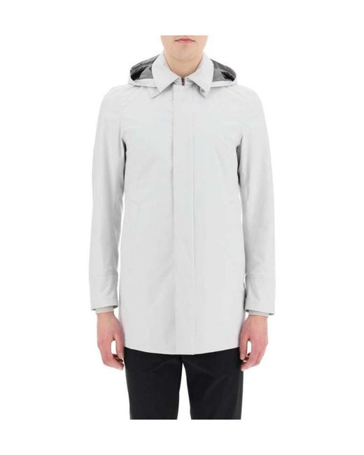 Herno White Long-Sleeved Hooded Jacket for men