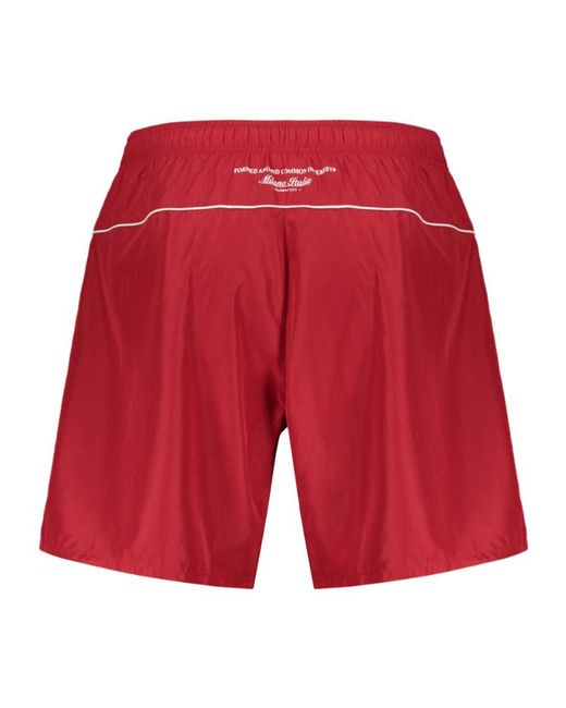 Iceberg Red Logo Drawstring Swim Shorts for men