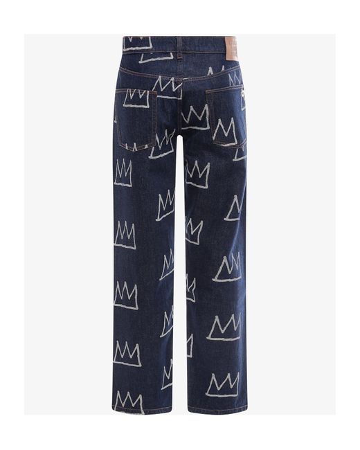Etudes Studio Blue Crown Printed Logo Patch Jeans for men