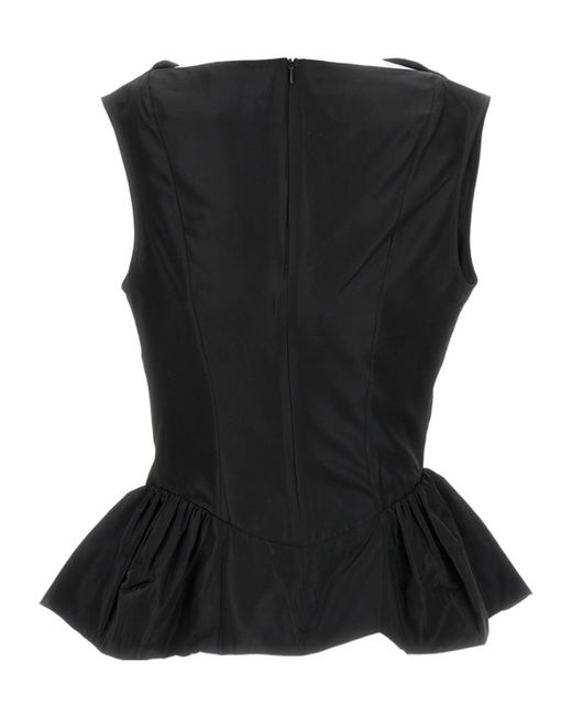 Simone Rocha Black Draped Bind Peplum Top