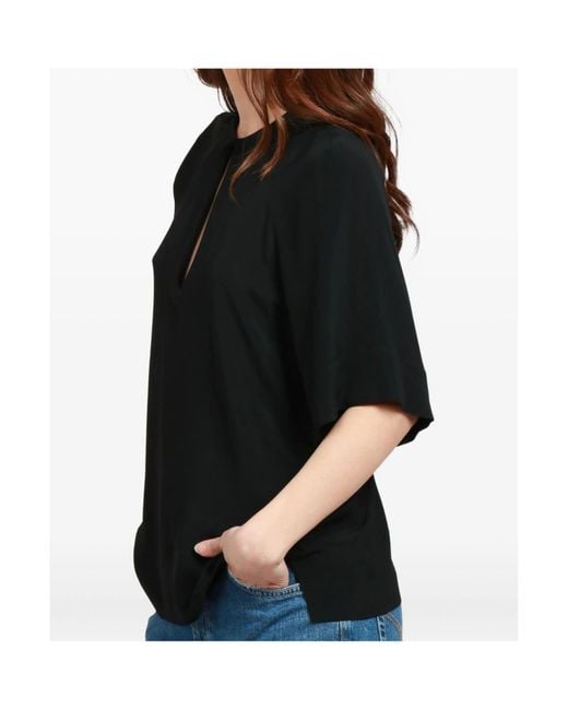 Semicouture Black Keyhole-Neckline Top