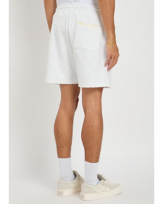 Casablanca White Monogram-Jacquard Towelling Cotton-Blend Shorts for men