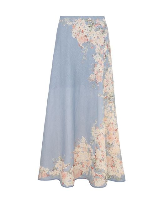 Zimmermann Blue Cascadian Bias Skirt