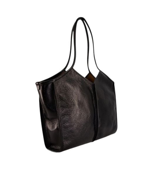 Hereu Black Medium Calella Distressed Leather Tote Bag