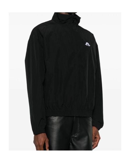 MARINE SERRE Black Logo Embroidered Sport Track Jacket for men