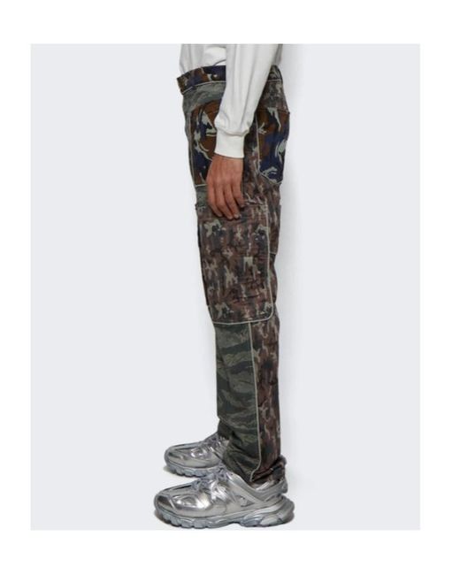 DIESEL Gray Multi-Pocket Camouflage Cargo Pants for men