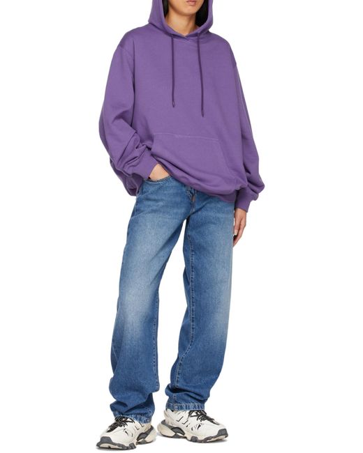 MSGM Purple Drawstring Cotton Hoodie