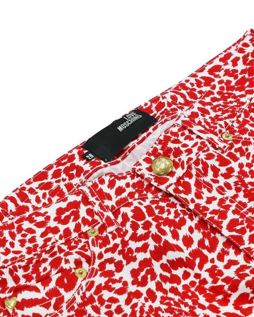 Moschino Red Leopard Print Jeans