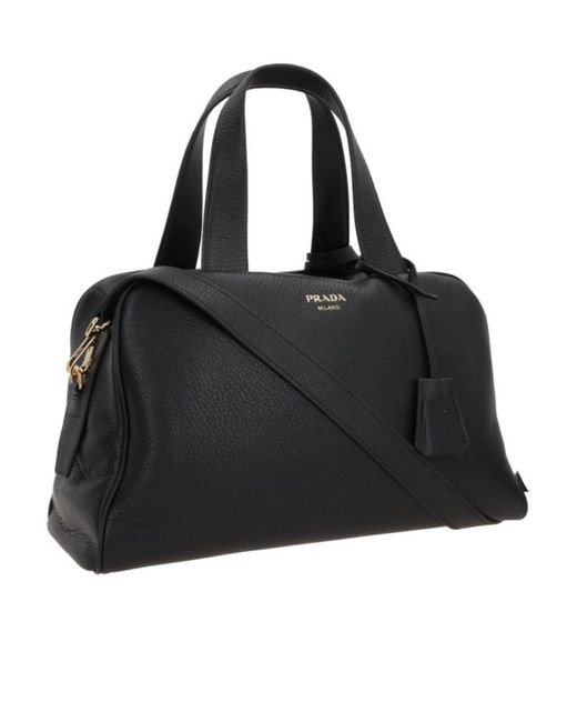 Prada Black Logo-Printed Zipped Tote Bag