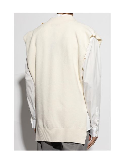 Dolce & Gabbana White V-Neck Knitted Vest for men