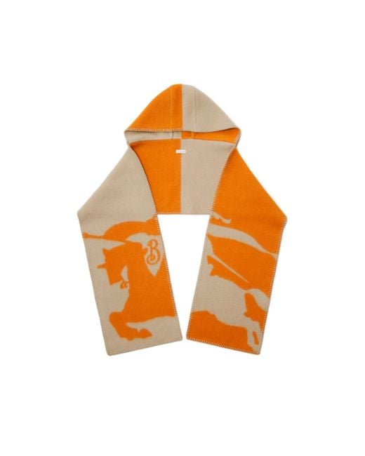 Burberry Orange Ekd Wool Hooded Scarf for men