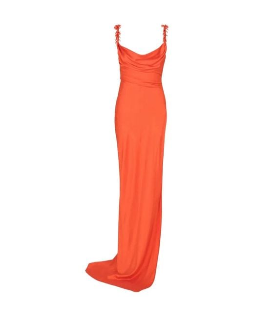Balmain Red Cowl Neck Fluid Maxi Dress