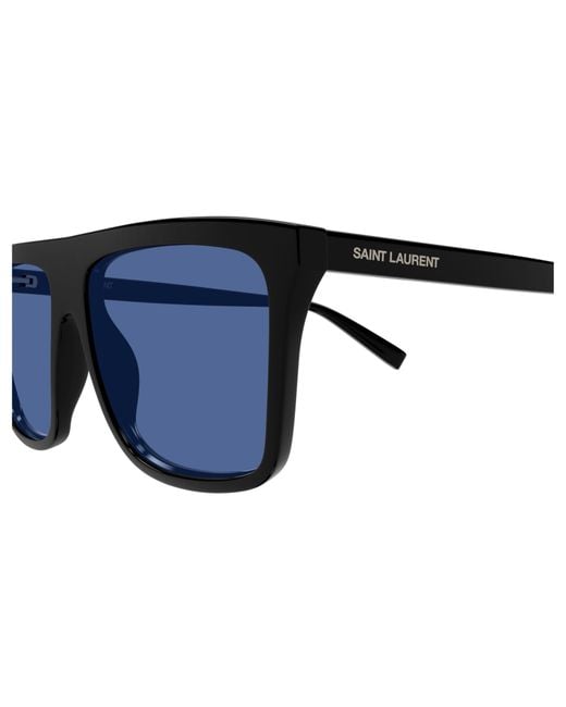 Saint Laurent Blue Eyewear Rectangle Frame Sunglasses for men