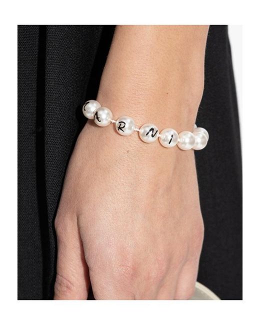 Marni White Beaded Toggle Bracelet