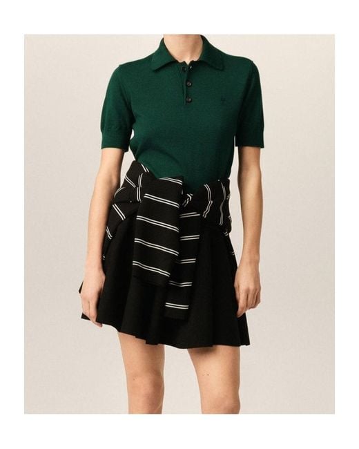 AMI Green Short-Sleeved Wool Knit Polo Shirt