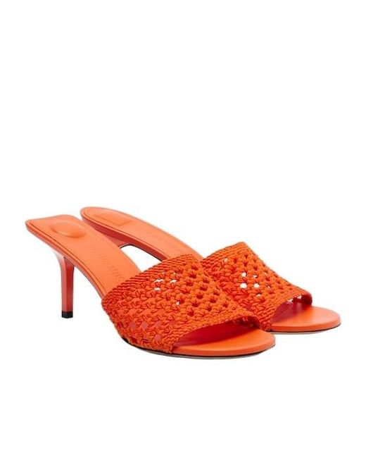 Jacquemus Orange Woven Raffia-Effect Mules