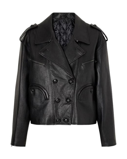 Blazé Milano Black Double-Breasted Leather Jacket