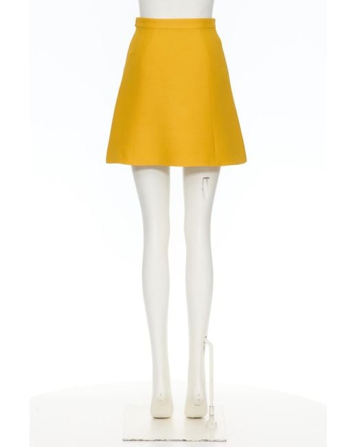 Valentino Yellow Button Embellished A-Line Skirt