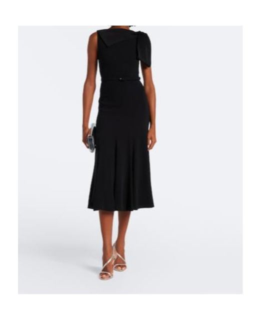 Roland Mouret Black Bow-Detail Belted Midi Dress