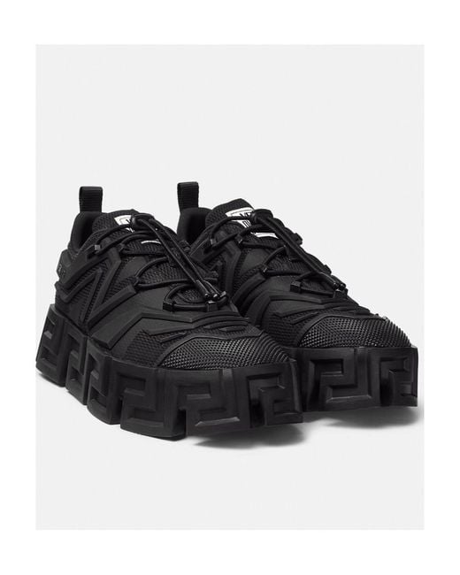 Versace Black Greca-Sole Sneakers for men