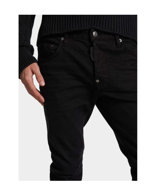 DSquared² Black Skater Logo Patch Skinny Jeans for men