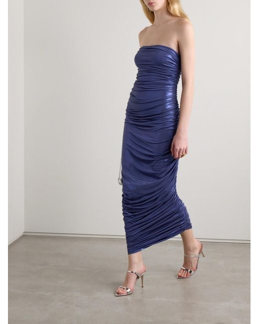 Norma Kamali Blue Diana Strapless Gown