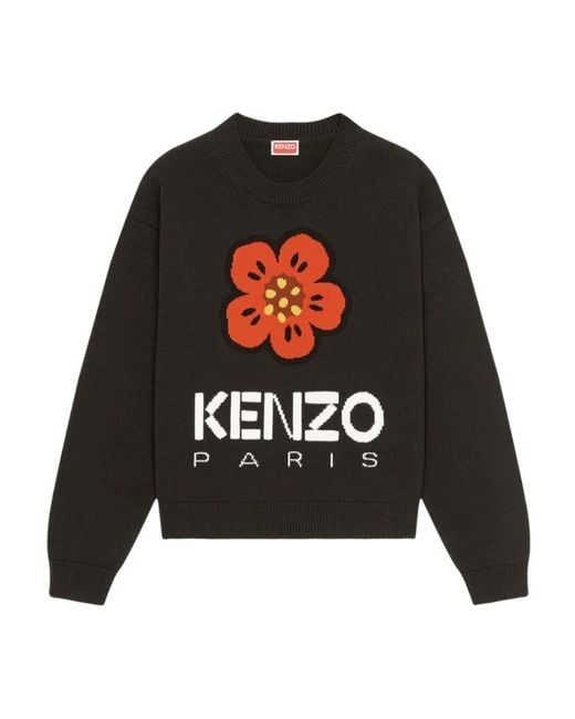 KENZO Black Logo Intarsia Crewneck Jumper