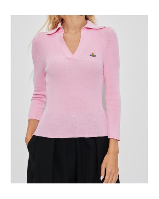 Vivienne Westwood Pink Orb-Embellished Ribbed Top