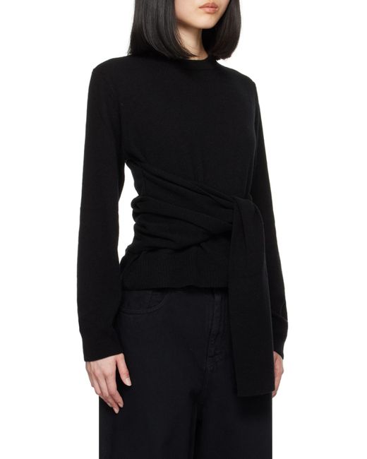 MM6 by Maison Margiela Black Wrap-Around Crewneck Jumper