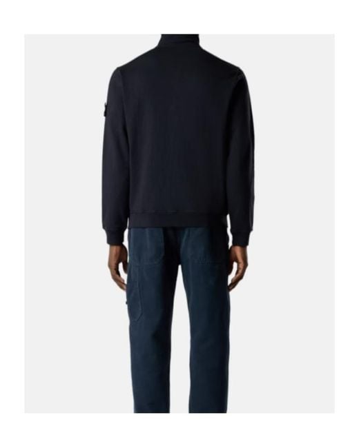 Stone Island Blue Logo Patch Zip-Up Sweatshirt for men