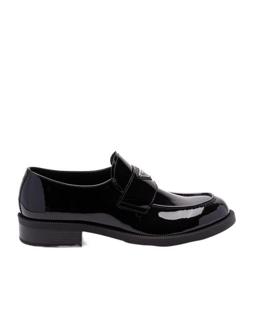 Prada Black Triangle-Logo Slip-On Loafers for men