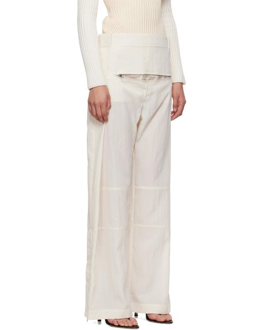 Jean Paul Gaultier White Zipper Wide-Leg Trousers