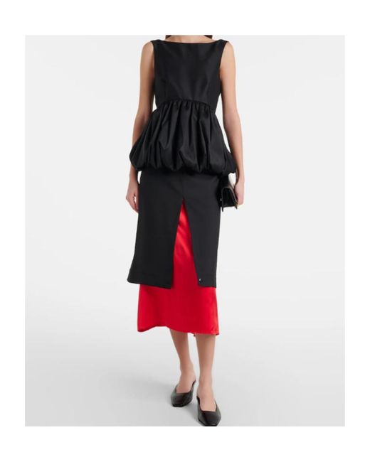 Rohe Black Peplum Wool And Silk Top