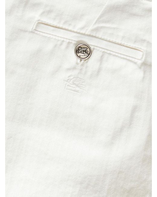 Etro White Chevron High-Waist Bermuda Shorts