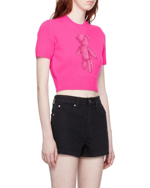 Alexander Wang Pink Beiress Crystal-Embellished Short-Sleeve T-Shirt