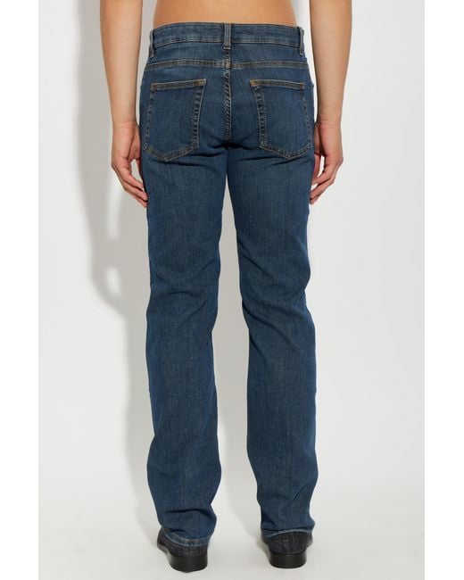Etro Blue Pegaso-Embroidered Tapered Jeans for men