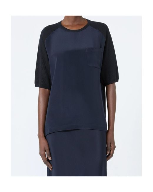 Max Mara Blue Loose Cashmere And Silk Jumper