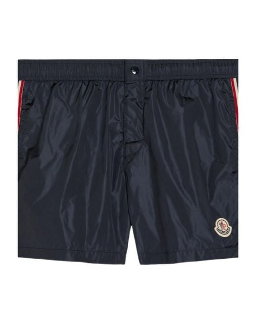 Moncler Blue Striped Swim Trunks for men
